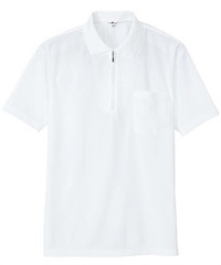 【アイトス】10581　吸汗速乾（クールコンフォート）半袖ジップポロシャツ（男女兼用）(001ﾎﾜｲﾄ-SS)