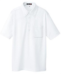 【アイトス】10599　吸汗速乾（クールコンフォート）半袖ボタンダウンポロシャツ（男女兼用）(001ﾎﾜｲﾄ-S)