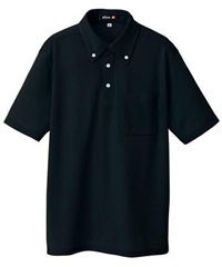 【アイトス】10599　吸汗速乾（クールコンフォート）半袖ボタンダウンポロシャツ（男女兼用）(010ﾌﾞﾗｯｸ-S)
