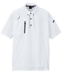 【アイトス】10605　半袖ボタンダウンポロシャツ（男女兼用）(001ﾎﾜｲﾄ-SS)