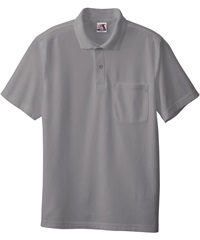 【桑和】0027     半袖ポロシャツ（胸ポケット）(26ﾓｸｸﾞﾚｰ-SS)