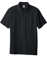【桑和】0027     半袖ポロシャツ（胸ポケット）(4ﾌﾞﾗｯｸ-SS)