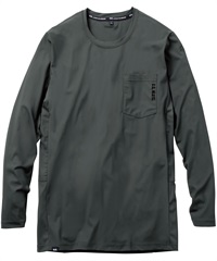 【桑和】0595-52　長袖Tシャツ（胸ポケット有）(23ﾁｬｺｰﾙｸﾞﾚｰ-S)