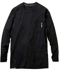 【桑和】0595-52　長袖Tシャツ（胸ポケット有）(4ﾌﾞﾗｯｸ-S)