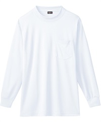【桑和】50388    長袖ローネックシャツ（胸ポケ）(0ﾎﾜｲﾄ-M)