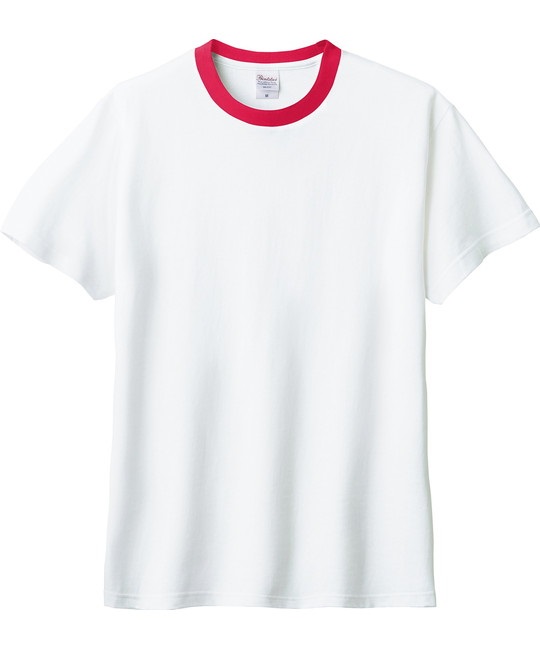 【トムス（Printstar）】00085　5.6オンス　ヘビーウェイトTシャツ(710ﾎﾜｲﾄ×ﾚｯﾄﾞ-100)