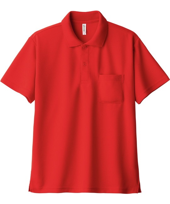 【トムス（glimmer）】00330　4.4オンス　ドライポロシャツ（ポケット付）(010ﾚｯﾄﾞ-SS)