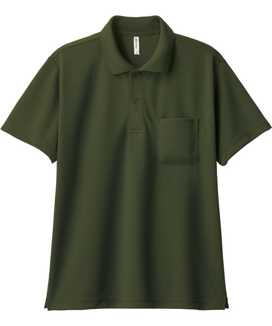 【トムス（glimmer）】00330　4.4オンス　ドライポロシャツ（ポケット付）(037ｱｰﾐｰｸﾞﾘｰﾝ-SS)