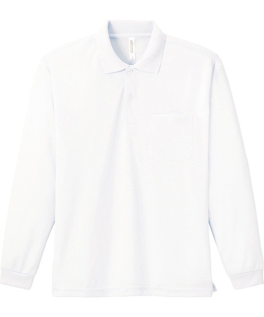 【トムス（glimmer）】00335　4.4オンス　ドライ長袖ポロシャツ（ポケット付）(001ﾎﾜｲﾄ-SS)