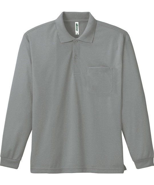 【トムス（glimmer）】00335　4.4オンス　ドライ長袖ポロシャツ（ポケット付）(002ｸﾞﾚｰ-SS)