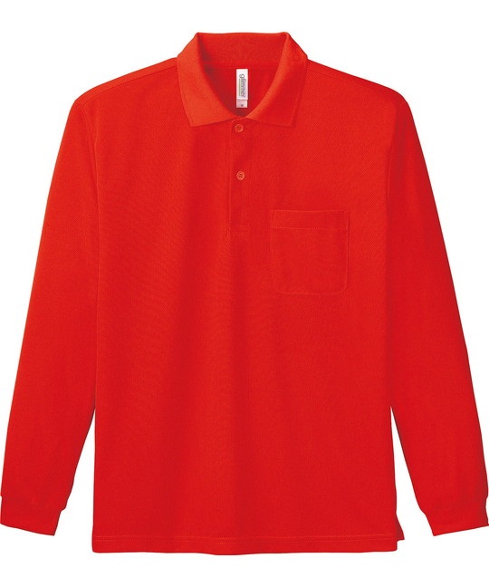 【トムス（glimmer）】00335　4.4オンス　ドライ長袖ポロシャツ（ポケット付）(010ﾚｯﾄﾞ-SS)