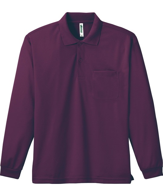 【トムス（glimmer）】00335　4.4オンス　ドライ長袖ポロシャツ（ポケット付）(014ﾊﾟｰﾌﾟﾙ-SS)