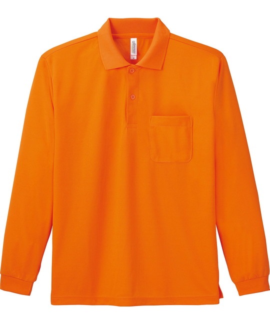 【トムス（glimmer）】00335　4.4オンス　ドライ長袖ポロシャツ（ポケット付）(015ｵﾚﾝｼﾞ-SS)