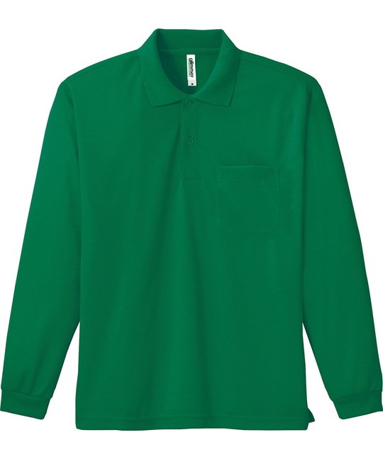 【トムス（glimmer）】00335　4.4オンス　ドライ長袖ポロシャツ（ポケット付）(025ｸﾞﾘｰﾝ-SS)