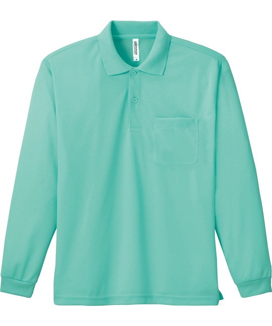 【トムス（glimmer）】00335　4.4オンス　ドライ長袖ポロシャツ（ポケット付）(026ﾐﾝﾄｸﾞﾘｰﾝ-SS)