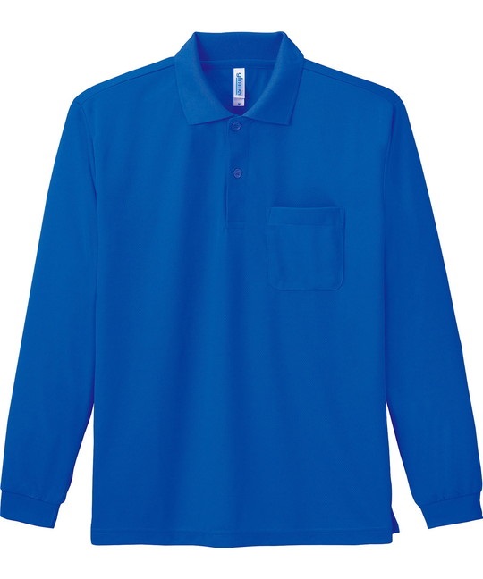 【トムス（glimmer）】00335　4.4オンス　ドライ長袖ポロシャツ（ポケット付）(032ﾛｲﾔﾙﾌﾞﾙｰ-SS)