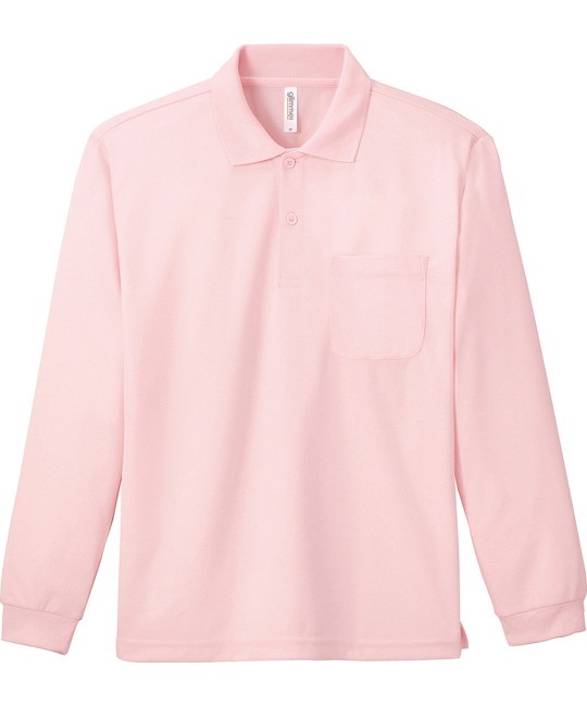 【トムス（glimmer）】00335　4.4オンス　ドライ長袖ポロシャツ（ポケット付）(132ﾗｲﾄﾋﾟﾝｸ-SS)