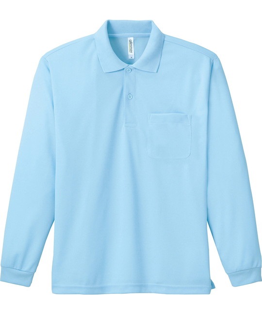 【トムス（glimmer）】00335　4.4オンス　ドライ長袖ポロシャツ（ポケット付）(133ﾗｲﾄﾌﾞﾙｰ-SS)