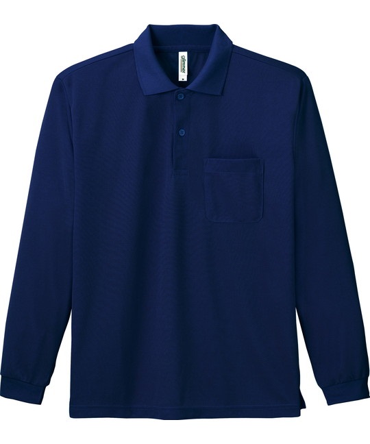 【トムス（glimmer）】00335　4.4オンス　ドライ長袖ポロシャツ（ポケット付）(167ﾒﾄﾛﾌﾞﾙｰ-SS)