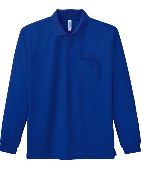 【トムス（glimmer）】00335　4.4オンス　ドライ長袖ポロシャツ（ポケット付）(171ｼﾞｬﾊﾟﾝﾌﾞﾙｰ-SS)