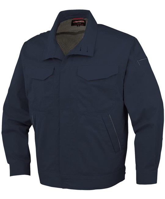 【CO-COS】A-742　抗菌防臭・防縮長袖ブルゾン(」前ヒヨクボタン仕様）(1ｼｰﾙｽﾞﾈｲﾋﾞｰ-S)