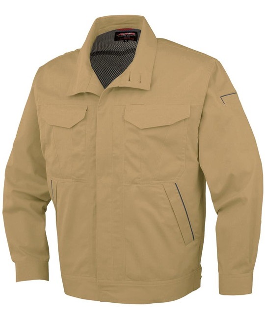 【CO-COS】A-742　抗菌防臭・防縮長袖ブルゾン(」前ヒヨクボタン仕様）(2ｷｬﾒﾙﾍﾞｰｼﾞｭ-S)