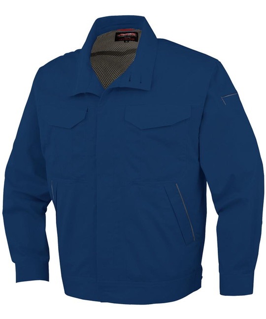 【CO-COS】A-742　抗菌防臭・防縮長袖ブルゾン(」前ヒヨクボタン仕様）(6ﾀﾞｰｸｱｽﾞｰﾘ-S)