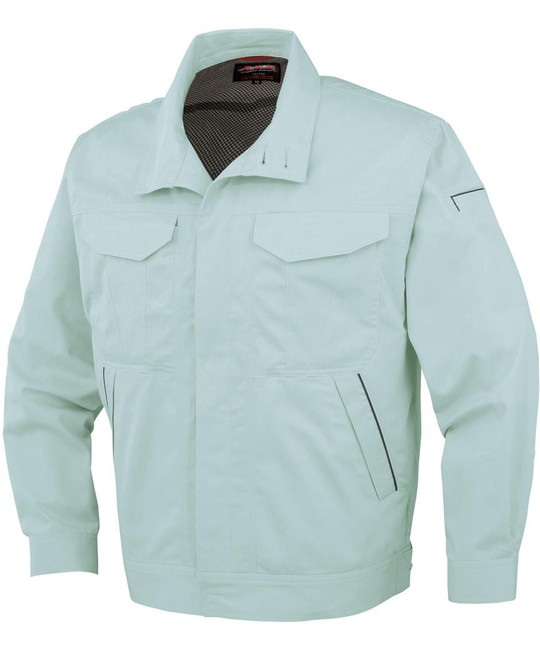 【CO-COS】A-742　抗菌防臭・防縮長袖ブルゾン(」前ヒヨクボタン仕様）(9ﾊﾟｳﾀﾞｰｸﾞﾘｰﾝ-S)