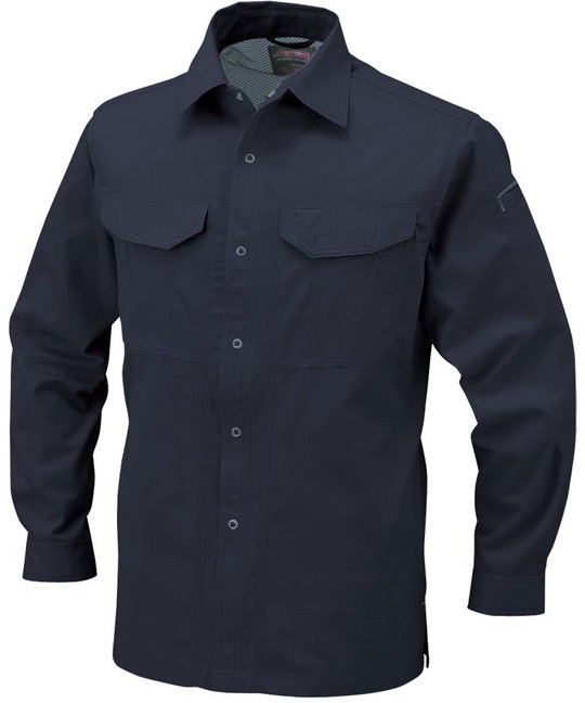 【CO-COS】A-748　抗菌防臭・防縮長袖シャツ(1ｼｰﾙｽﾞﾈｲﾋﾞｰ-S)