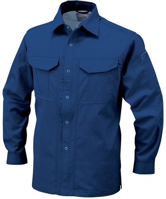 【CO-COS】A-748　抗菌防臭・防縮長袖シャツ(6ﾀﾞｰｸｱｽﾞｰﾘ-S)