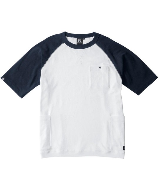 【CO-COS】G-947　５ポケット 半袖Ｔシャツ(80ﾈｲﾋﾞｰ×ﾎﾜｲﾄ-SS)
