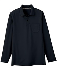 【CO-COS】AS-1658　長袖ポロシャツ（胸ポケット付き）(13ﾌﾞﾗｯｸ-SS)