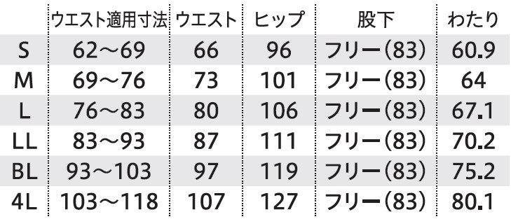 サイズ表1