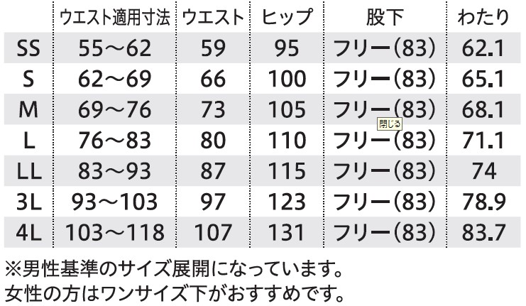 サイズ表1