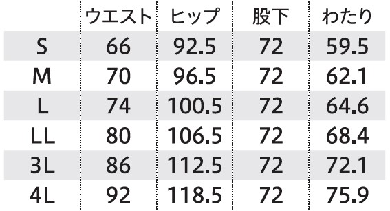 サイズ表1