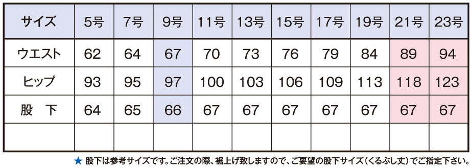 サイズ表1