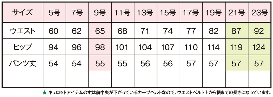 サイズ表1