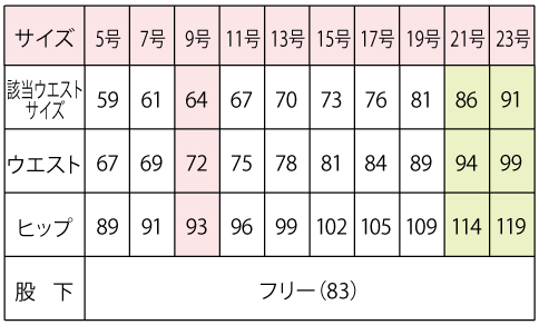 サイズ表1