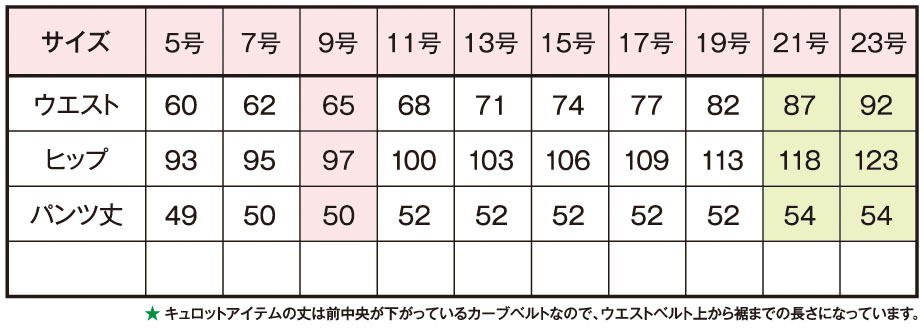 サイズ表1